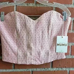 NWT Show me your mumu strapless crop pink floral corset top size L